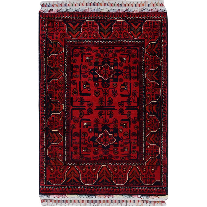 2'0" x 2'11" New Hand Knotted Red Wool Rectangle Oriental Rug - MOA102722