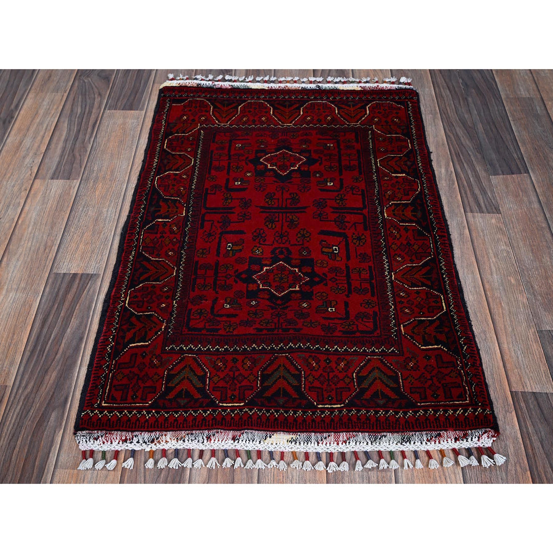 2'0" x 2'11" New Hand Knotted Red Wool Rectangle Oriental Rug - MOA102722