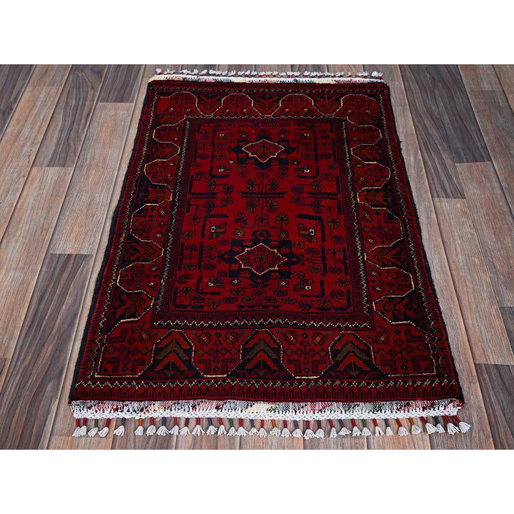 2'0" x 2'11" New Hand Knotted Red Wool Rectangle Oriental Rug - MOA102722