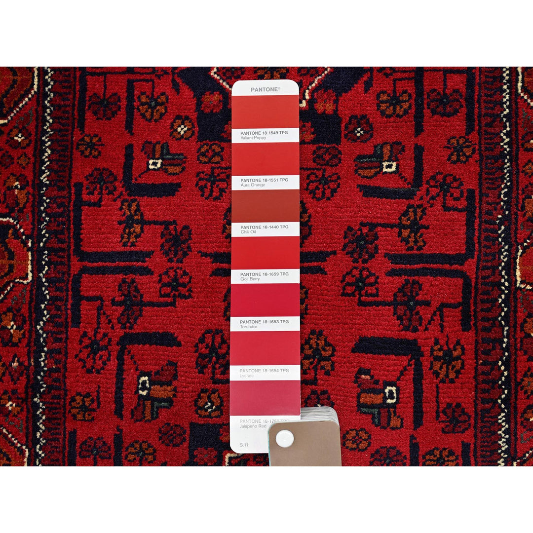 2'0" x 2'11" New Hand Knotted Red Wool Rectangle Oriental Rug - MOA102722