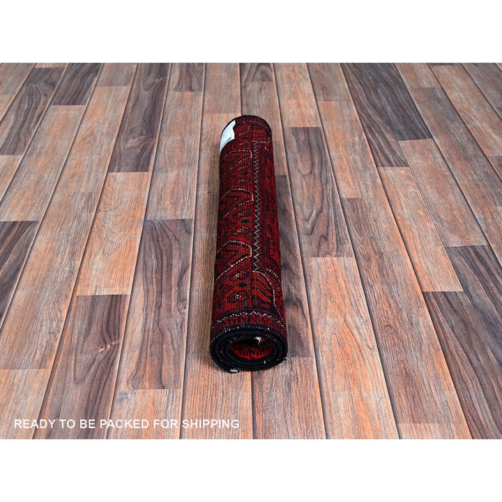 2'0" x 2'11" New Hand Knotted Red Wool Rectangle Oriental Rug - MOA102722
