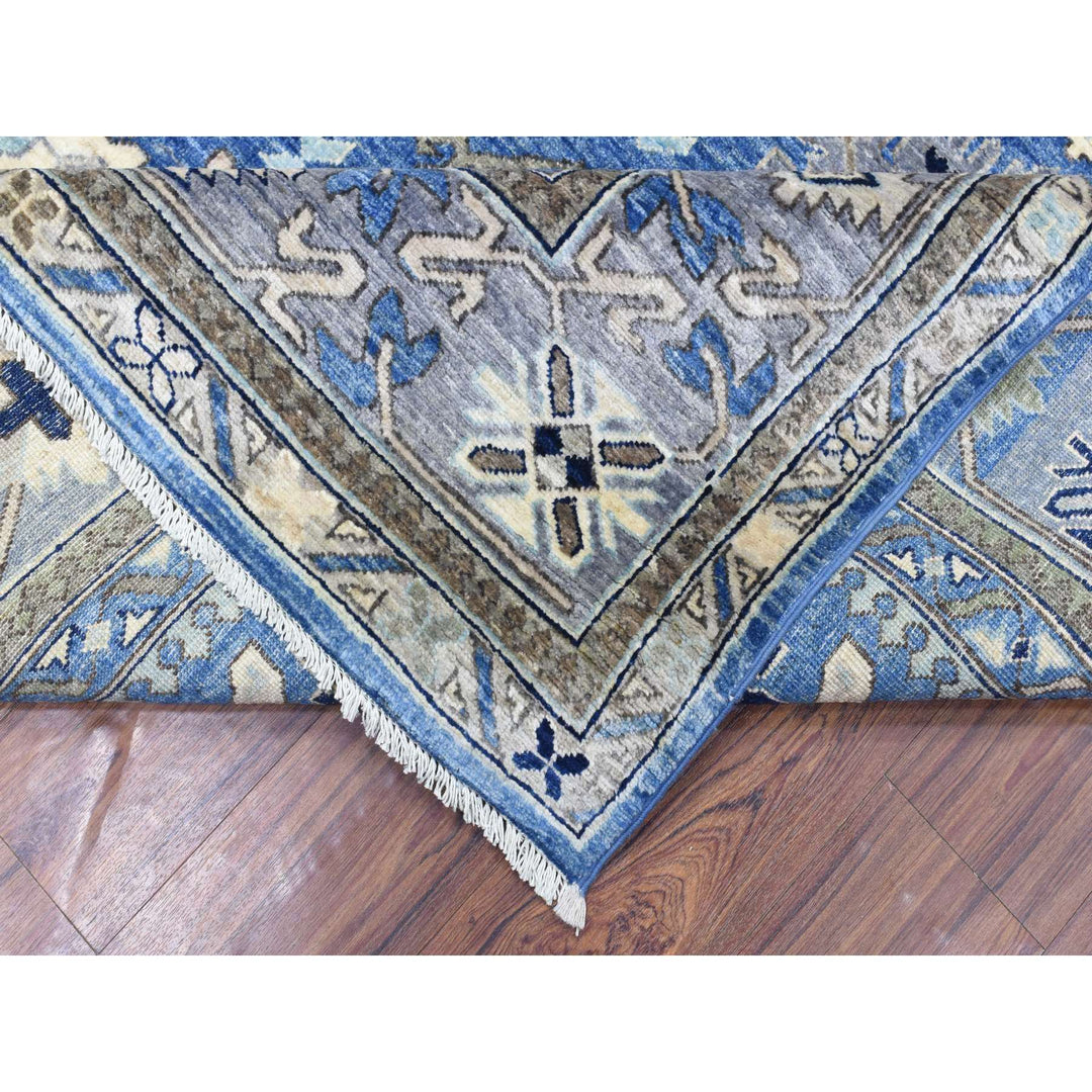 8'1" x 9'9" New Hand Knotted Blue Wool Rectangle Oriental Rug - MOA10272311