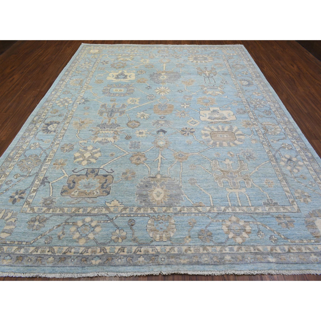 9'2" x 12'0" New Hand Knotted Blue Wool Rectangle Oriental Rug - MOA10272362