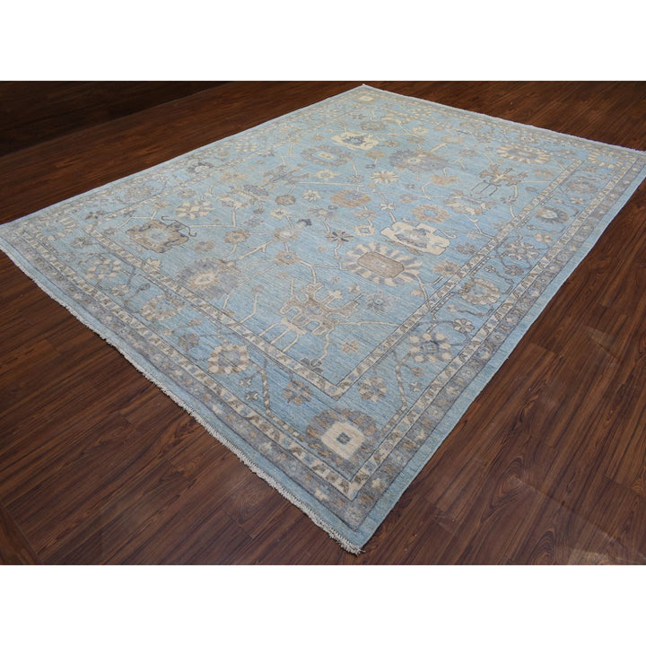 9'2" x 12'0" New Hand Knotted Blue Wool Rectangle Oriental Rug - MOA10272362