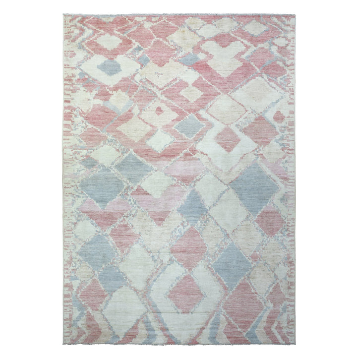 8'1" x 11'7" New Hand Knotted Pink Wool Rectangle Oriental Rug - MOA10272373