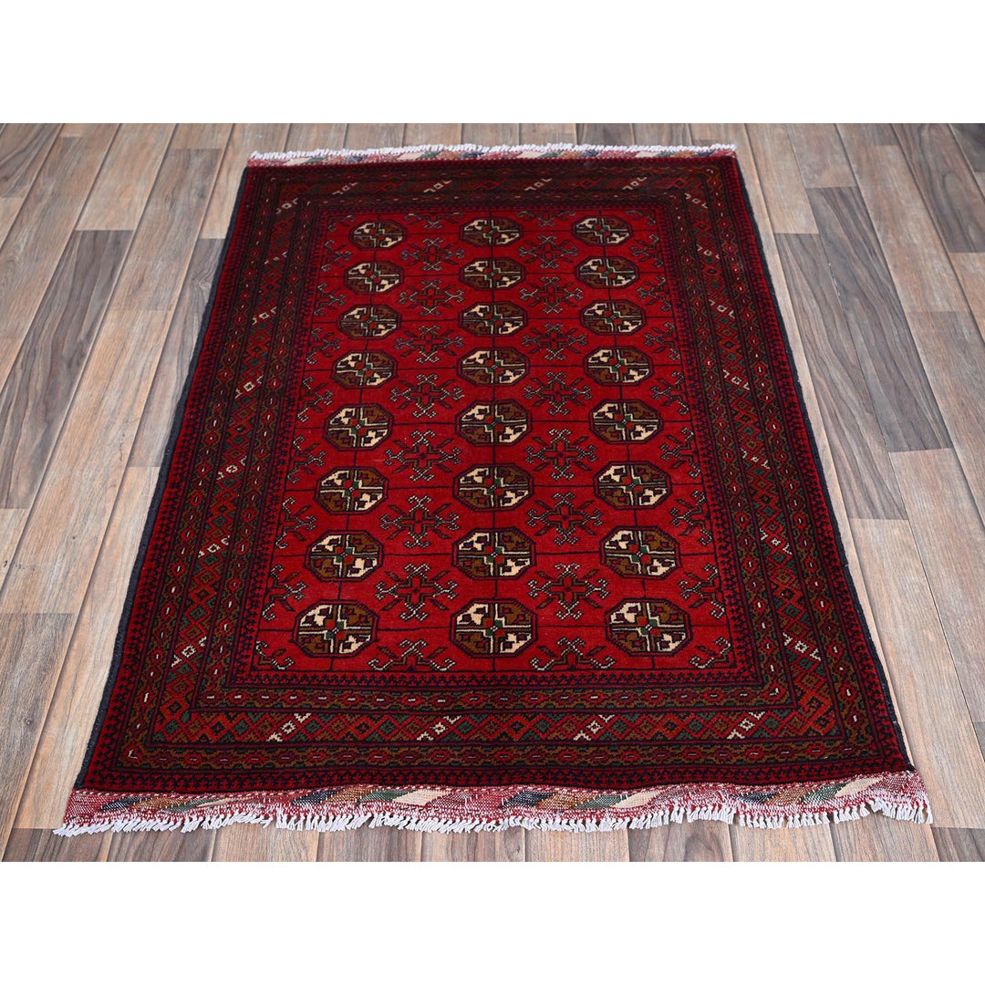 2'8" x 3'9" New Hand Knotted Red Wool Rectangle Oriental Rug - MOA102723