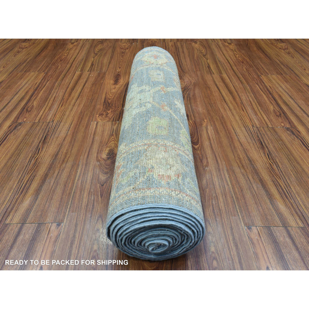 2'7" x 15'10" New Hand Knotted Blue Wool Runner Oriental Rug - MOA10272420