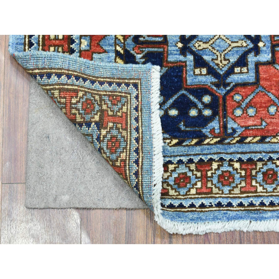 2'8" x 8'0" New Hand Knotted Blue Wool Runner Oriental Rug - MOA10272432