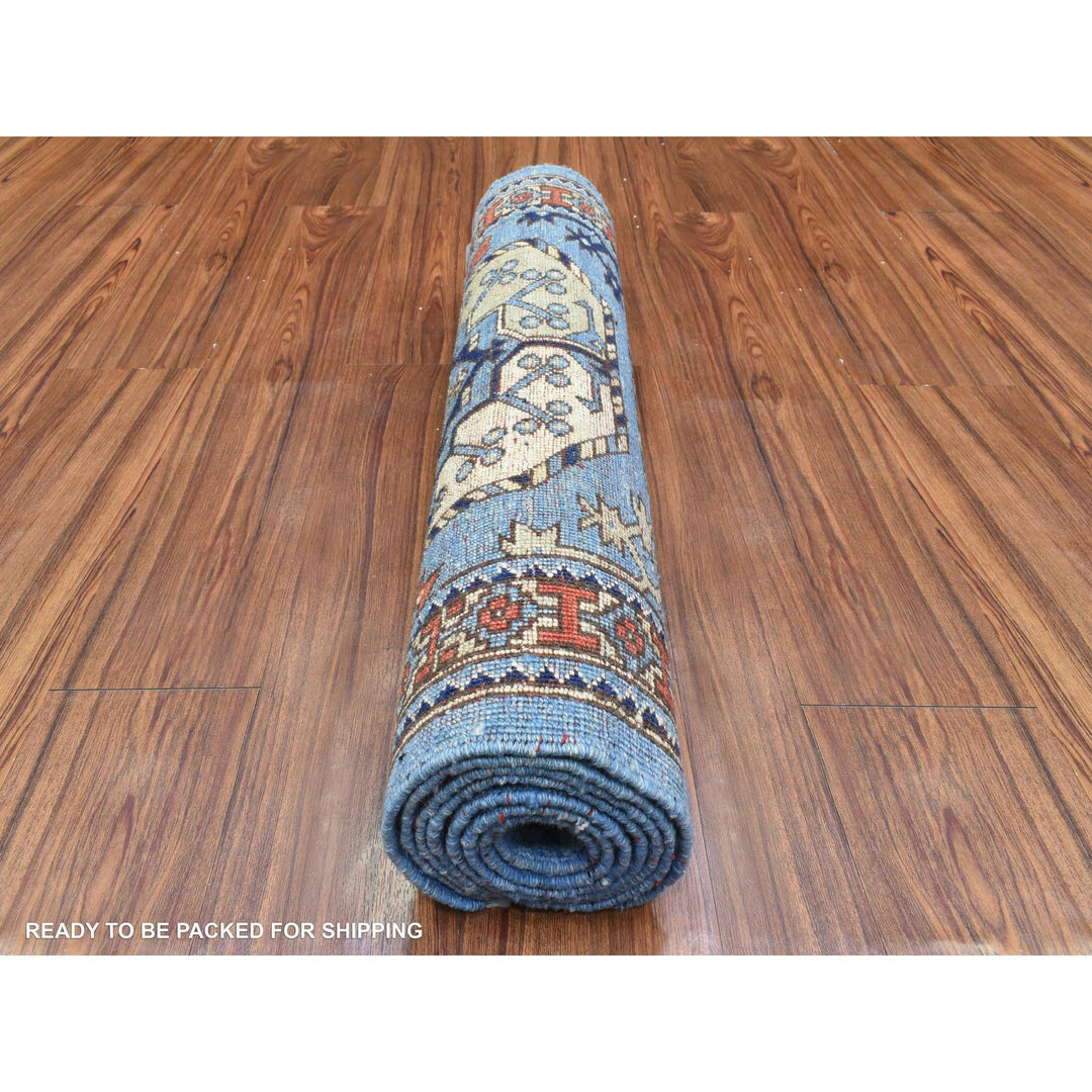 2'8" x 8'0" New Hand Knotted Blue Wool Runner Oriental Rug - MOA10272432