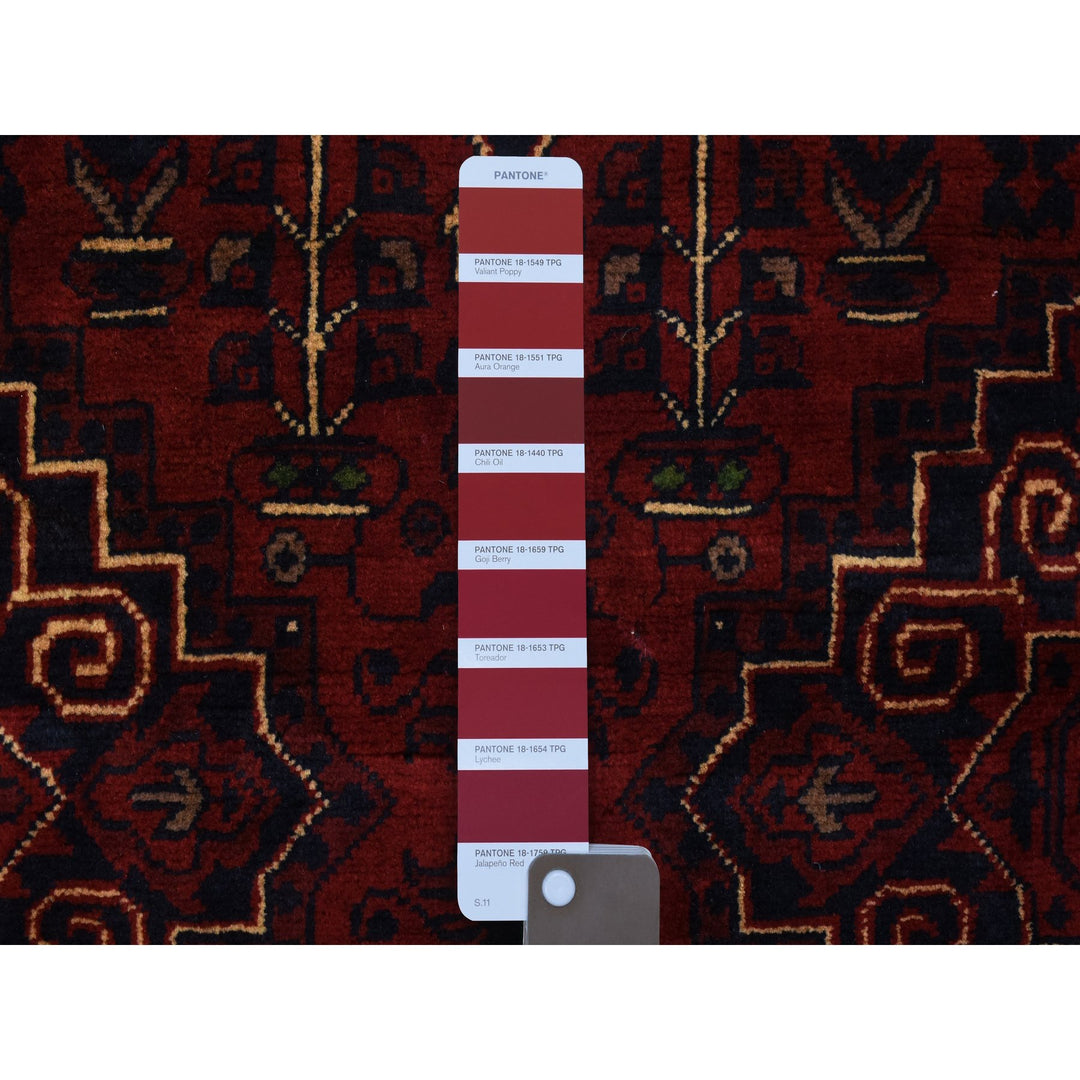 4'9" x 6'6" New Hand Knotted Red Wool Rectangle Oriental Rug - MOA10272491