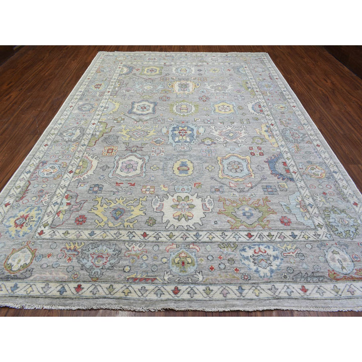 8'10" x 12'5" New Hand Knotted Grey Wool Rectangle Oriental Rug - MOA10272513