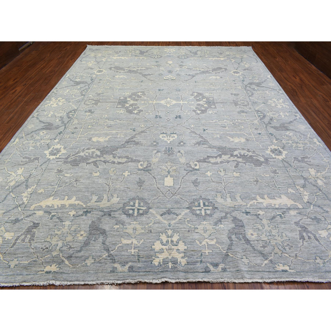 10'2" x 13'10" New Hand Knotted Grey Wool Rectangle Oriental Rug - MOA10272522