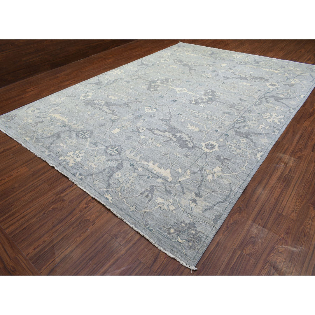 10'2" x 13'10" New Hand Knotted Grey Wool Rectangle Oriental Rug - MOA10272522