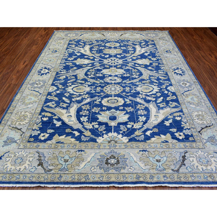 8'3" x 10'0" New Hand Knotted Blue Wool Rectangle Oriental Rug - MOA10272533