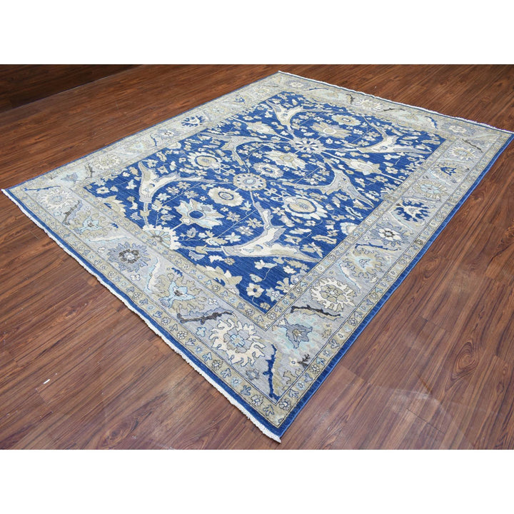 8'3" x 10'0" New Hand Knotted Blue Wool Rectangle Oriental Rug - MOA10272533