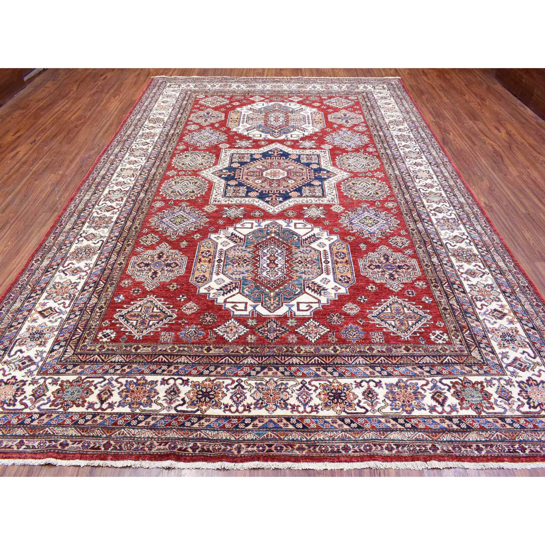 8'10" x 13'0" New Hand Knotted Red Wool Rectangle Oriental Rug - MOA10272549