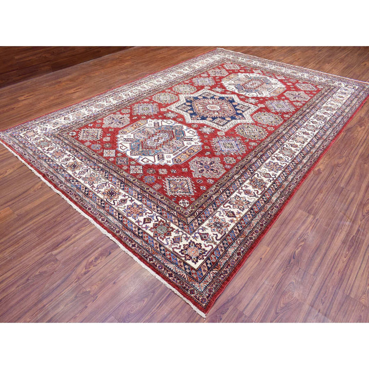 8'10" x 13'0" New Hand Knotted Red Wool Rectangle Oriental Rug - MOA10272549