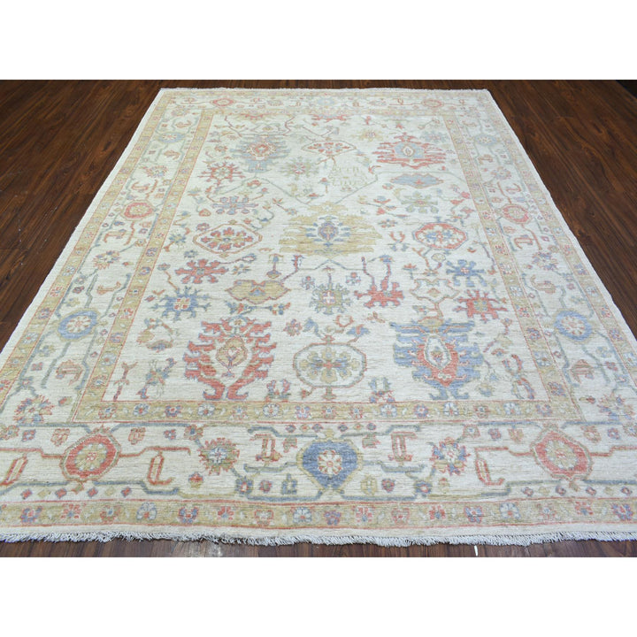 8'1" x 10'2" New Hand Knotted Ivory Wool Rectangle Oriental Rug - MOA10272589