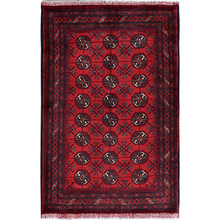 2'8" x 4'1" New Hand Knotted Red Wool Rectangle Oriental Rug - MOA102725