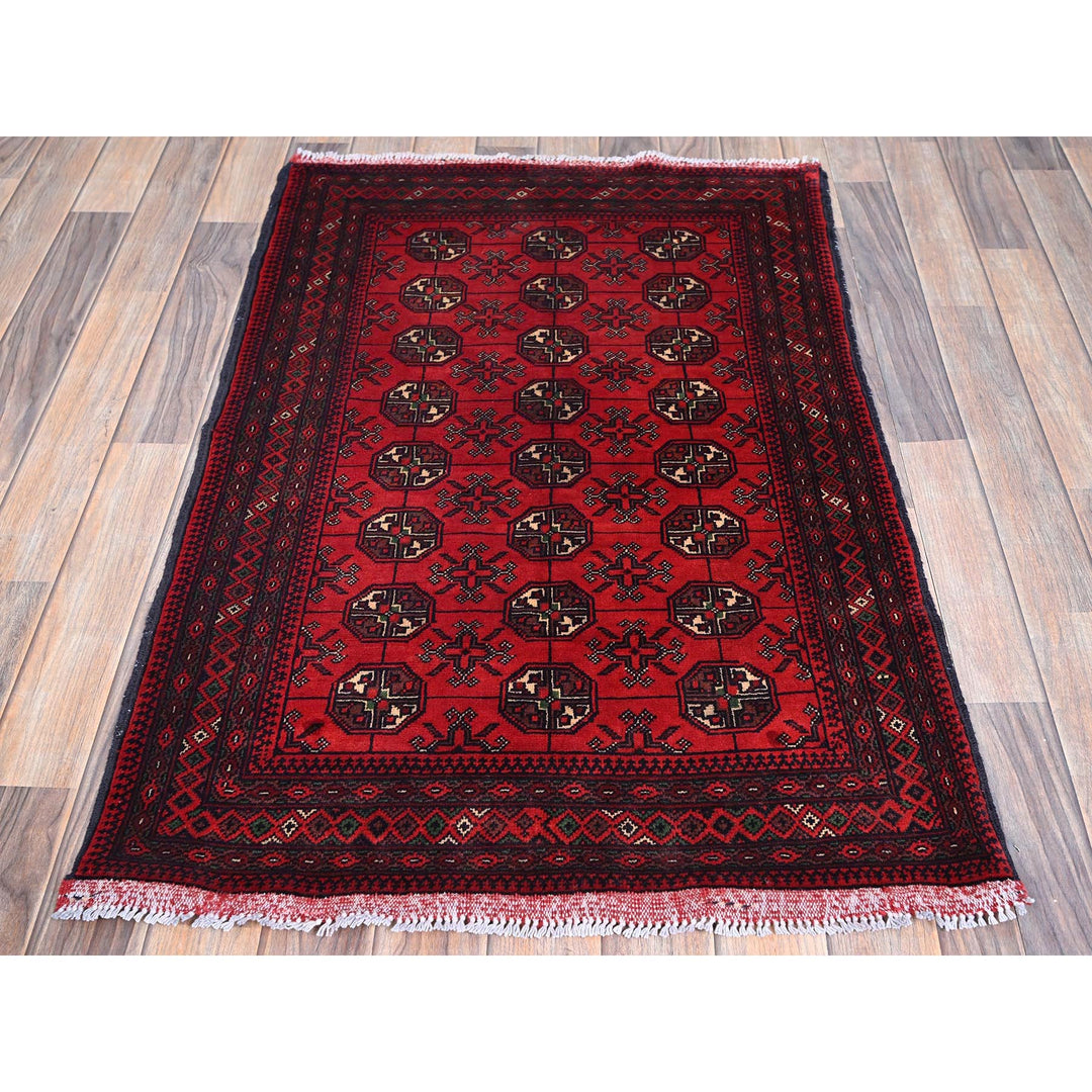 2'8" x 4'1" New Hand Knotted Red Wool Rectangle Oriental Rug - MOA102725