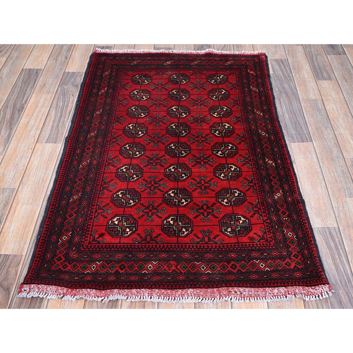 2'8" x 4'1" New Hand Knotted Red Wool Rectangle Oriental Rug - MOA102725