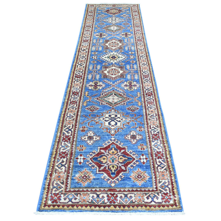 2'7" x 10'0" New Hand Knotted Blue Wool Runner Oriental Rug - MOA10272629