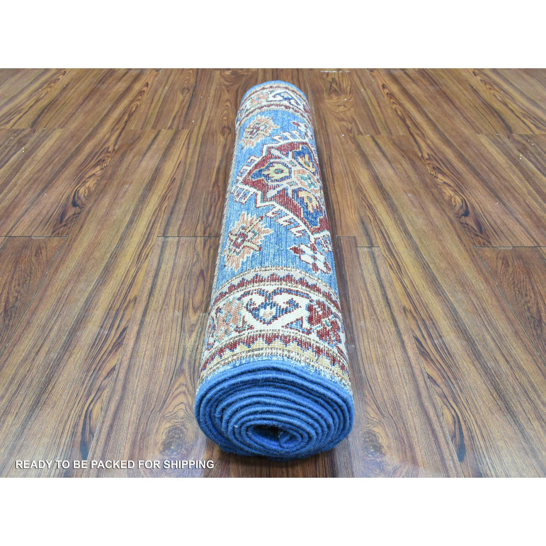 2'7" x 10'0" New Hand Knotted Blue Wool Runner Oriental Rug - MOA10272629