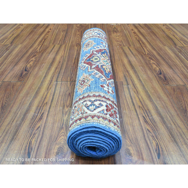 2'7" x 10'0" New Hand Knotted Blue Wool Runner Oriental Rug - MOA10272629