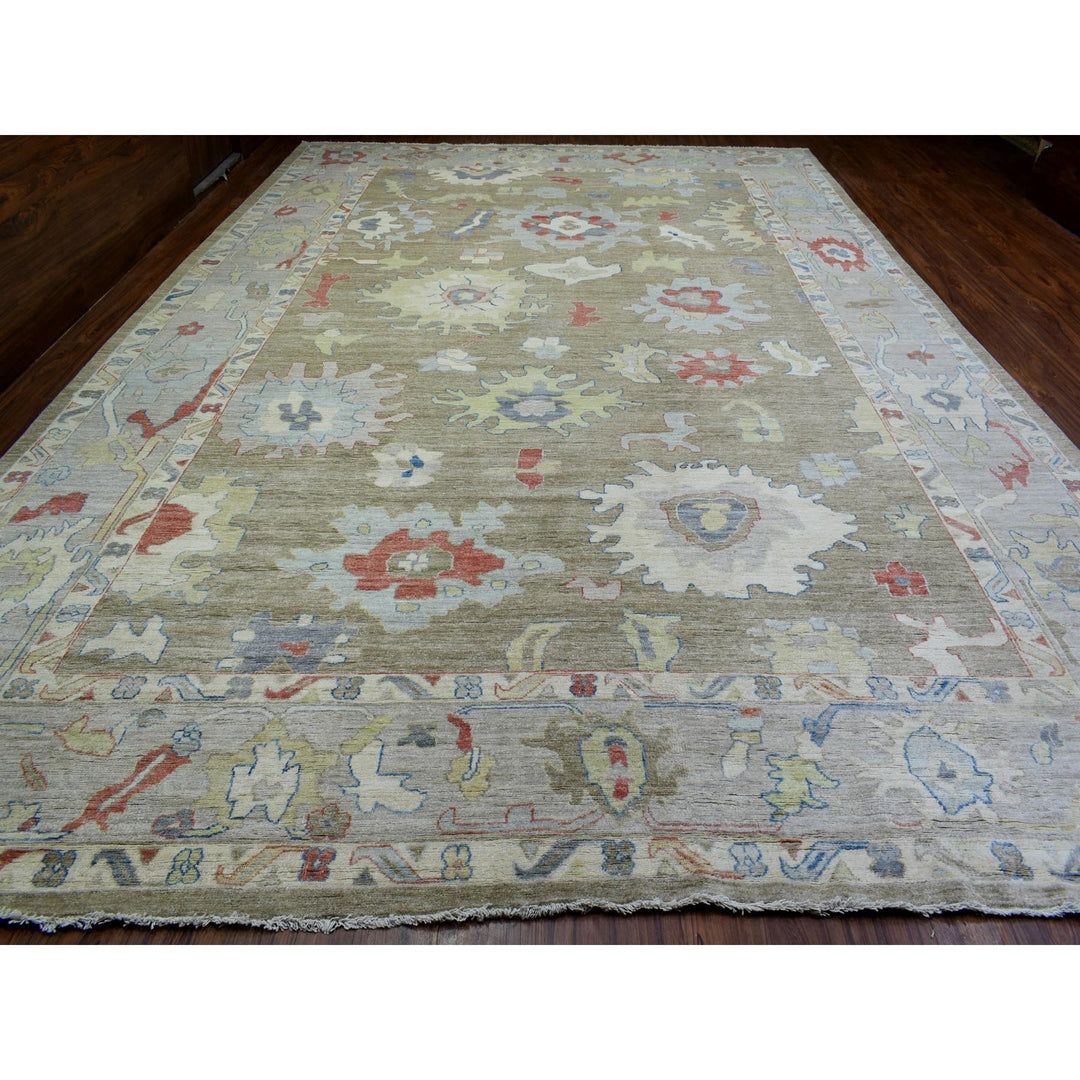 12'0" x 17'6" New Hand Knotted Brown Wool Rectangle Oriental Rug - MOA10272646