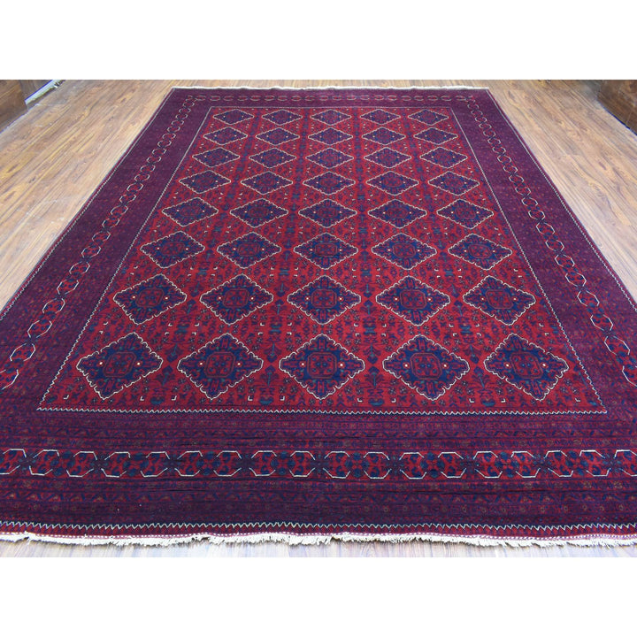 9'8" x 13'0" New Hand Knotted Red Wool Rectangle Oriental Rug - MOA10272661