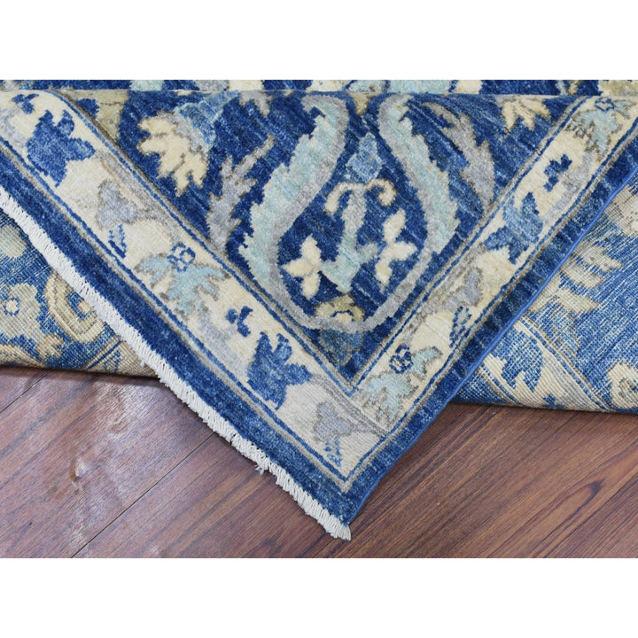 8'0" x 10'0" New Hand Knotted Blue Wool Rectangle Oriental Rug - MOA10272689