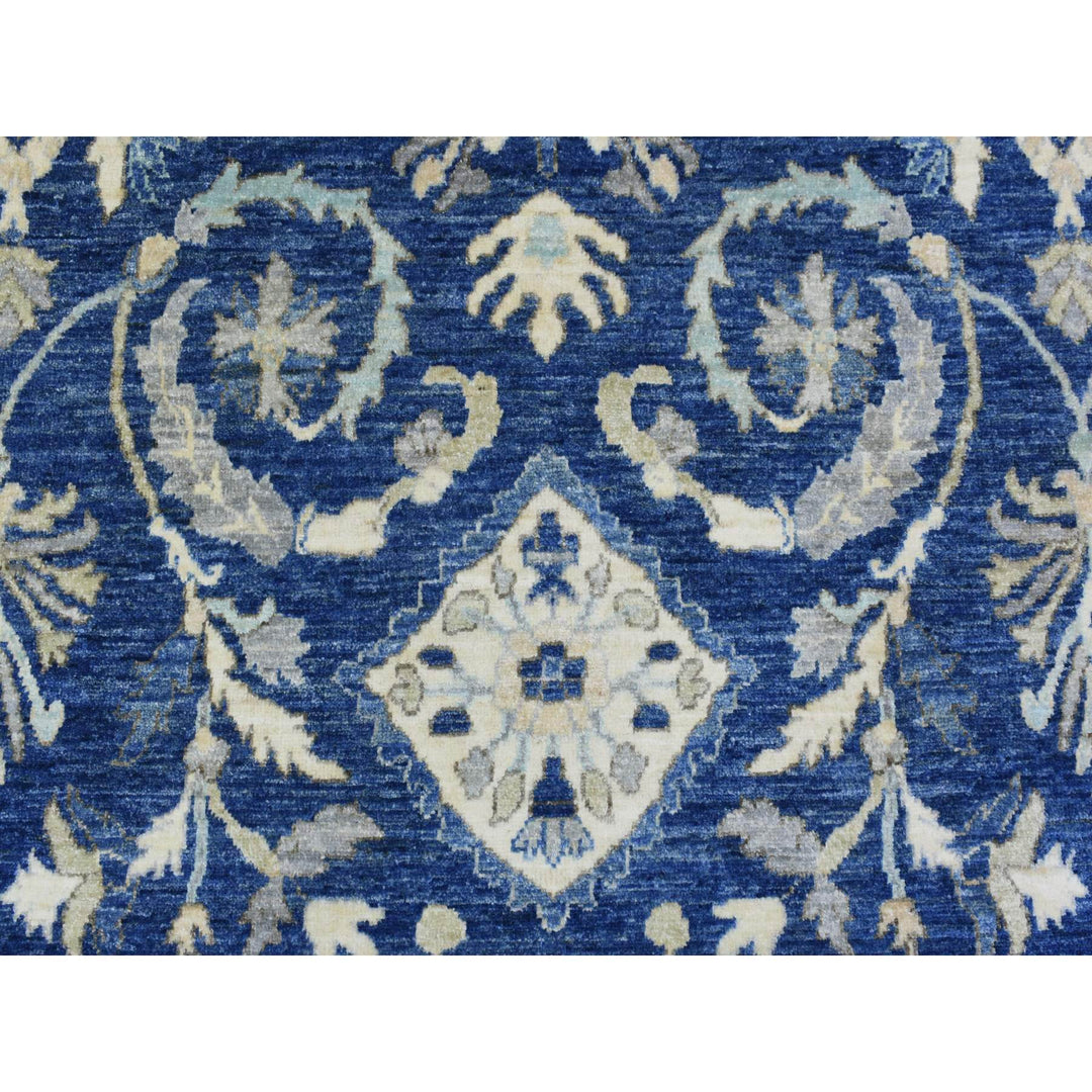 8'0" x 10'0" New Hand Knotted Blue Wool Rectangle Oriental Rug - MOA10272689