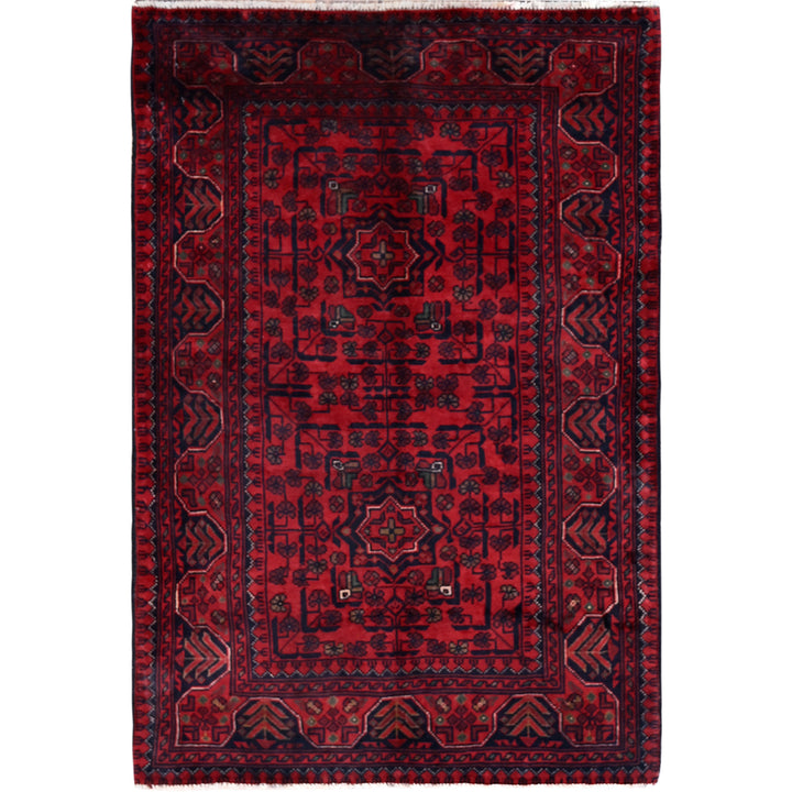 2'8" x 3'11" New Hand Knotted Red Wool Rectangle Oriental Rug - MOA102726