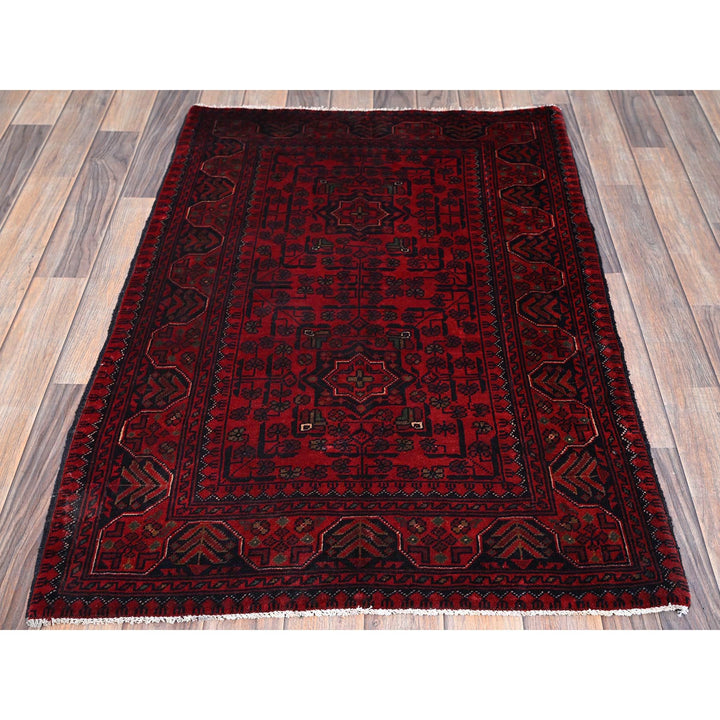 2'8" x 3'11" New Hand Knotted Red Wool Rectangle Oriental Rug - MOA102726