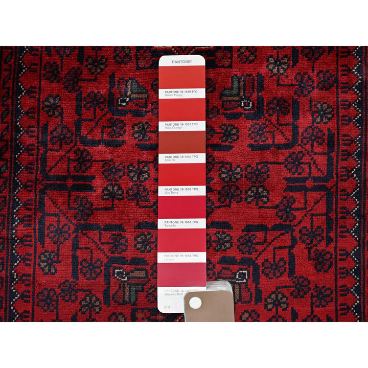 2'8" x 3'11" New Hand Knotted Red Wool Rectangle Oriental Rug - MOA102726