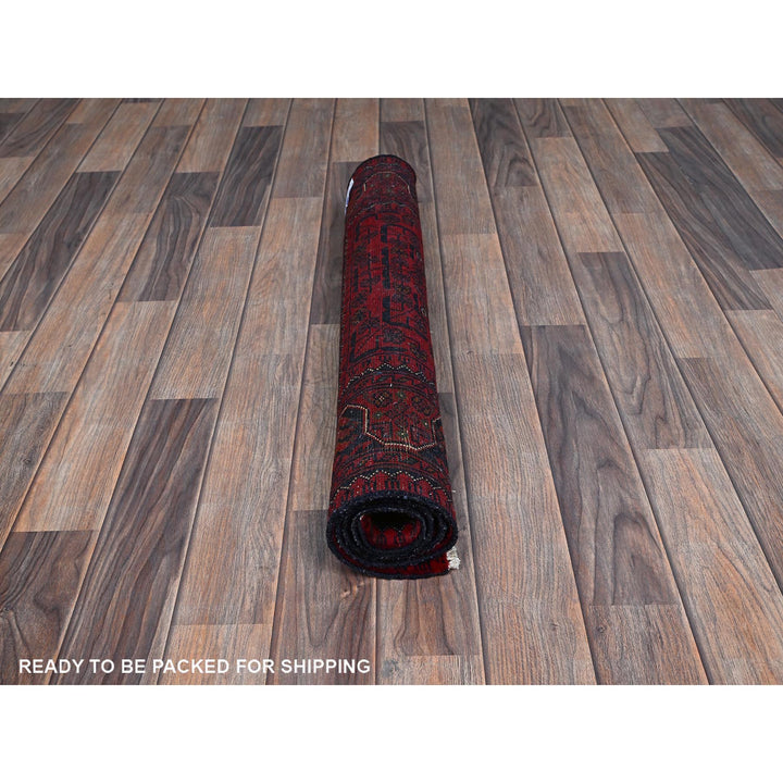 2'8" x 3'11" New Hand Knotted Red Wool Rectangle Oriental Rug - MOA102726