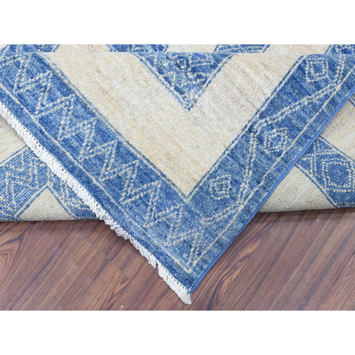 8'0" x 9'5" New Hand Knotted Blue Wool Rectangle Oriental Rug - MOA10272721