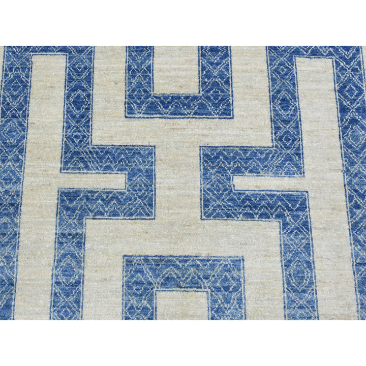 8'0" x 9'5" New Hand Knotted Blue Wool Rectangle Oriental Rug - MOA10272721