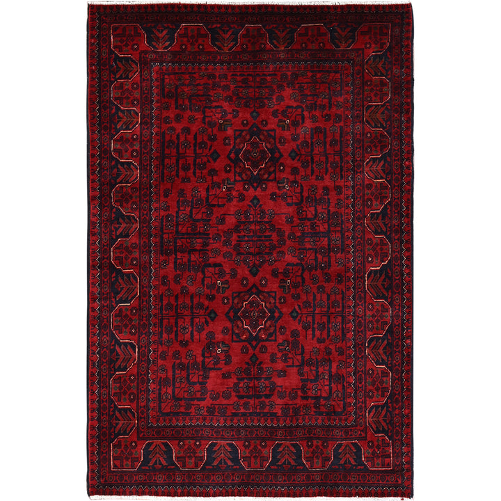 3'4" x 5'0" New Hand Knotted Red Wool Rectangle Oriental Rug - MOA102727