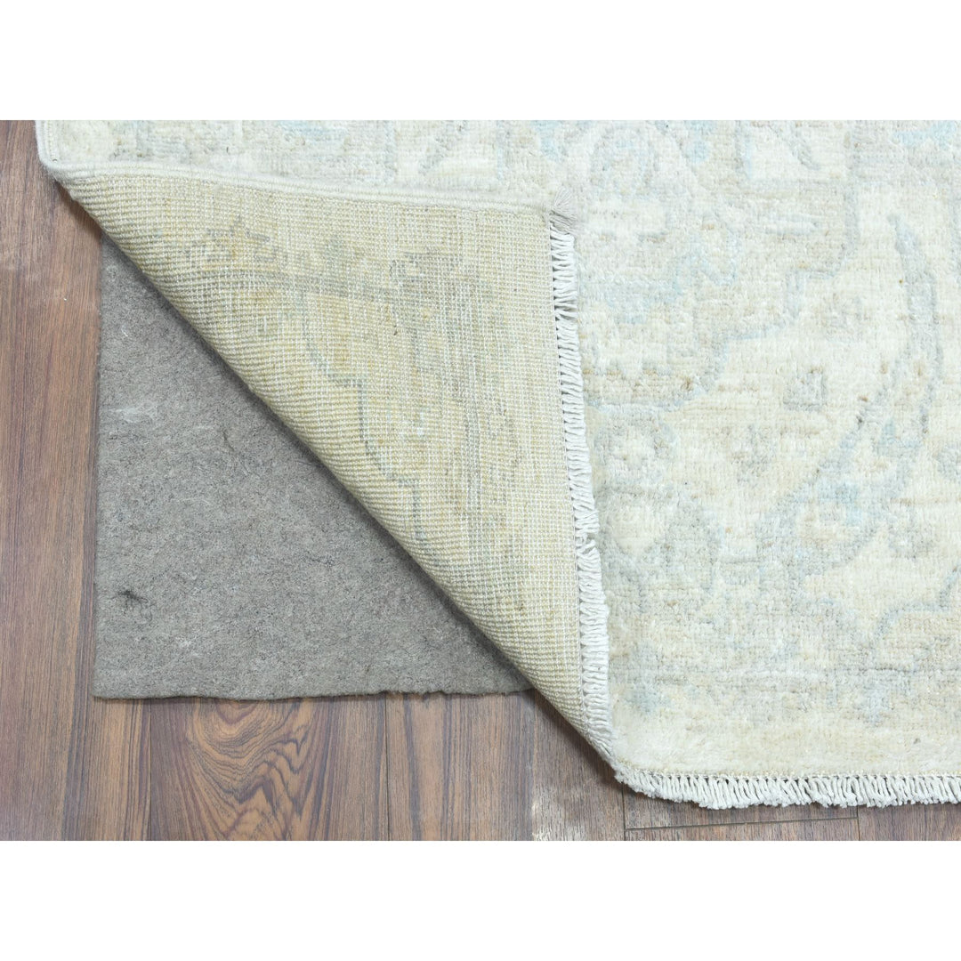 2'6" x 19'4" New Hand Knotted Ivory Wool Runner Oriental Rug - MOA10272801