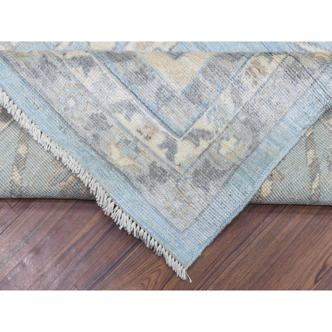 9'1" x 11'10" New Hand Knotted Blue Wool Rectangle Oriental Rug - MOA10272812