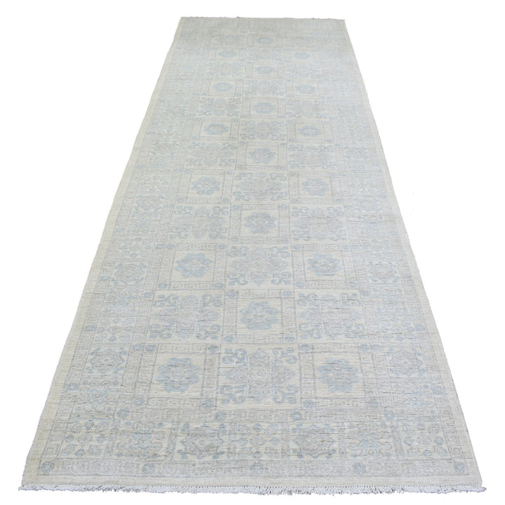 4'0" x 11'8" New Hand Knotted Ivory Wool Runner Oriental Rug - MOA10272830