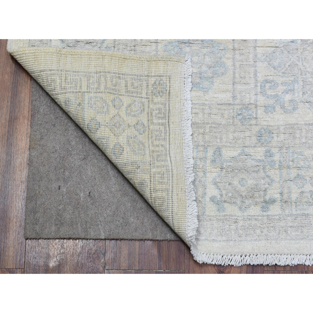 4'0" x 11'8" New Hand Knotted Ivory Wool Runner Oriental Rug - MOA10272830