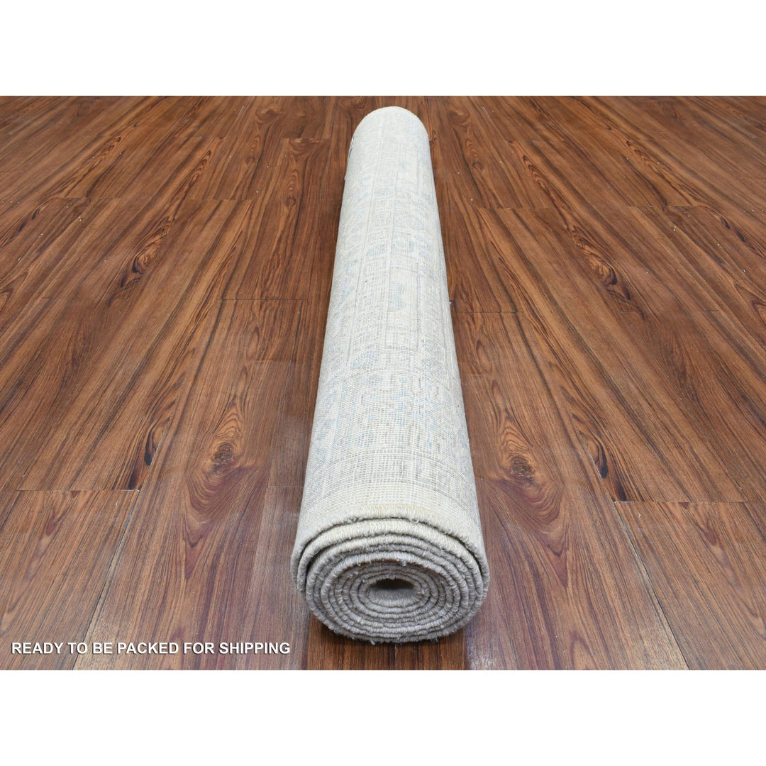 4'0" x 11'8" New Hand Knotted Ivory Wool Runner Oriental Rug - MOA10272830