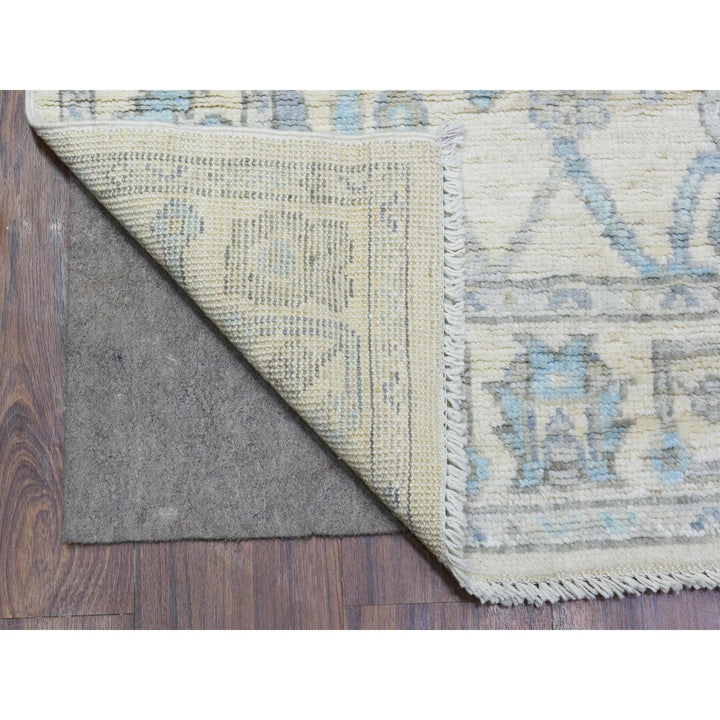 2'8" x 15'4" New Hand Knotted Ivory Wool Runner Oriental Rug - MOA10272837