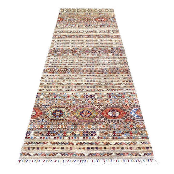 3'4" x 9'10" New Hand Knotted Brown Wool Runner Oriental Rug - MOA10272850