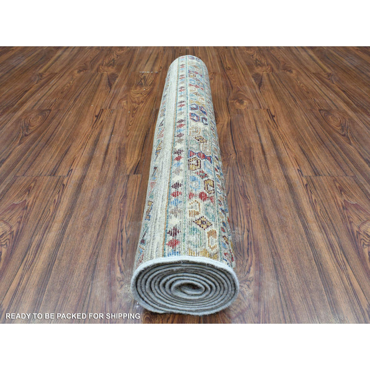 3'4" x 9'10" New Hand Knotted Brown Wool Runner Oriental Rug - MOA10272850