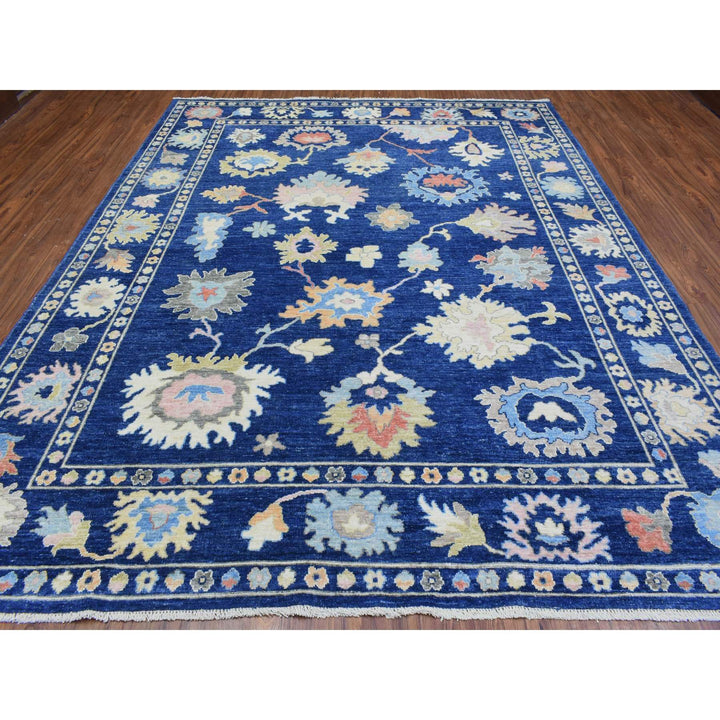 9'2" x 11'5" New Hand Knotted Blue Wool Rectangle Oriental Rug - MOA10272867