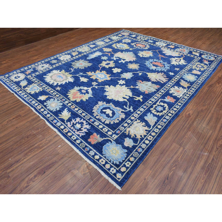 9'2" x 11'5" New Hand Knotted Blue Wool Rectangle Oriental Rug - MOA10272867