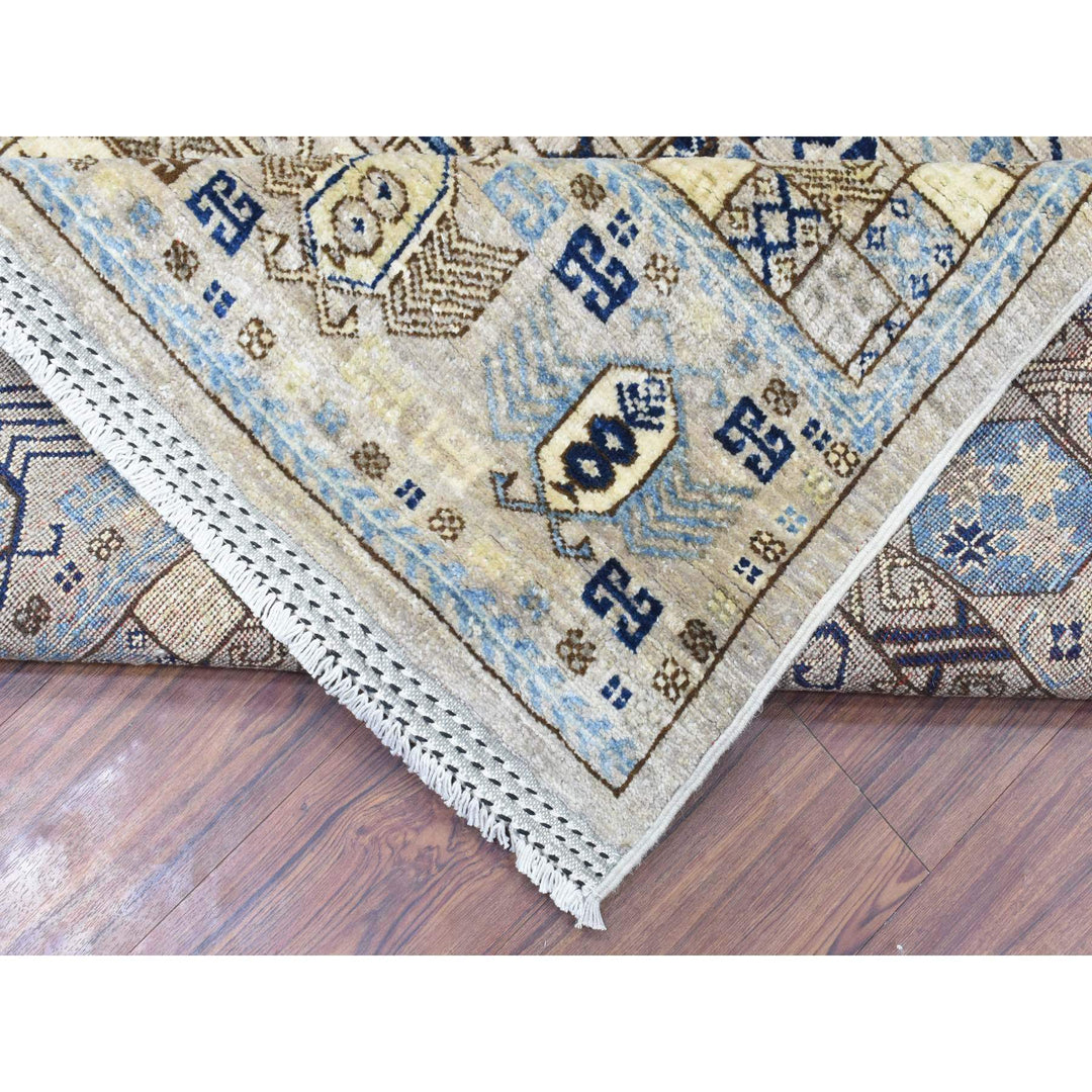 8'0" x 9'9" New Hand Knotted Beige Wool Rectangle Oriental Rug - MOA10272884